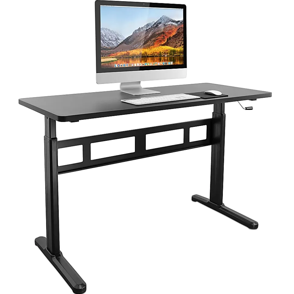 Mount-It! Mi-7981 56"W Hand Crank Sit-Stand Desk, Black