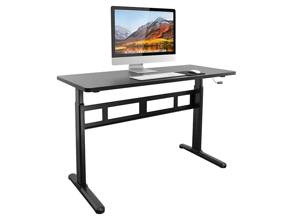 Mount-It! Mi-7981 56"W Hand Crank Sit-Stand Desk, Black
