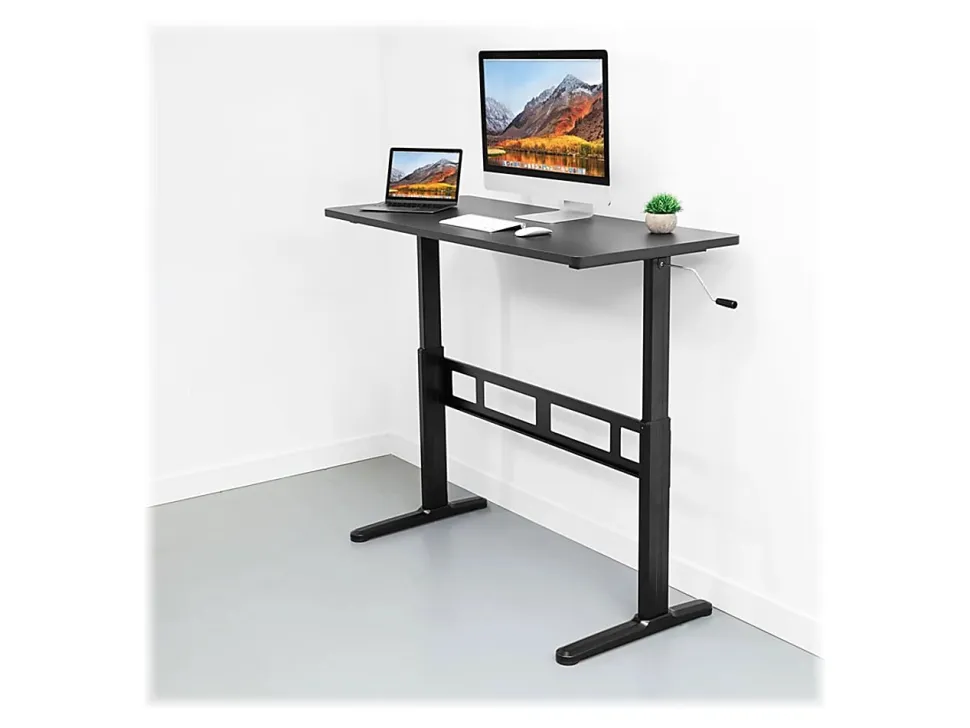 Mount-It! Mi-7981 56"W Hand Crank Sit-Stand Desk, Black