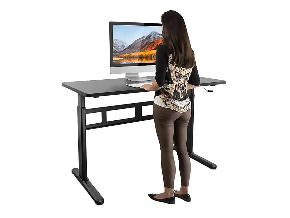 Mount-It! Mi-7981 56"W Hand Crank Sit-Stand Desk, Black