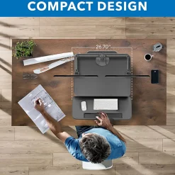 Mount-It! MI-7914 31"W Sit-Stand Standing Desk Converter With Dual Monitor Mount Combo, Black