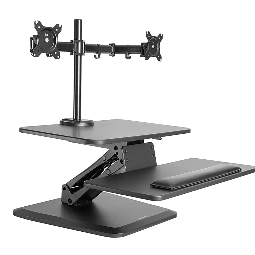 Mount-It! MI-7914 31"W Sit-Stand Standing Desk Converter With Dual Monitor Mount Combo, Black