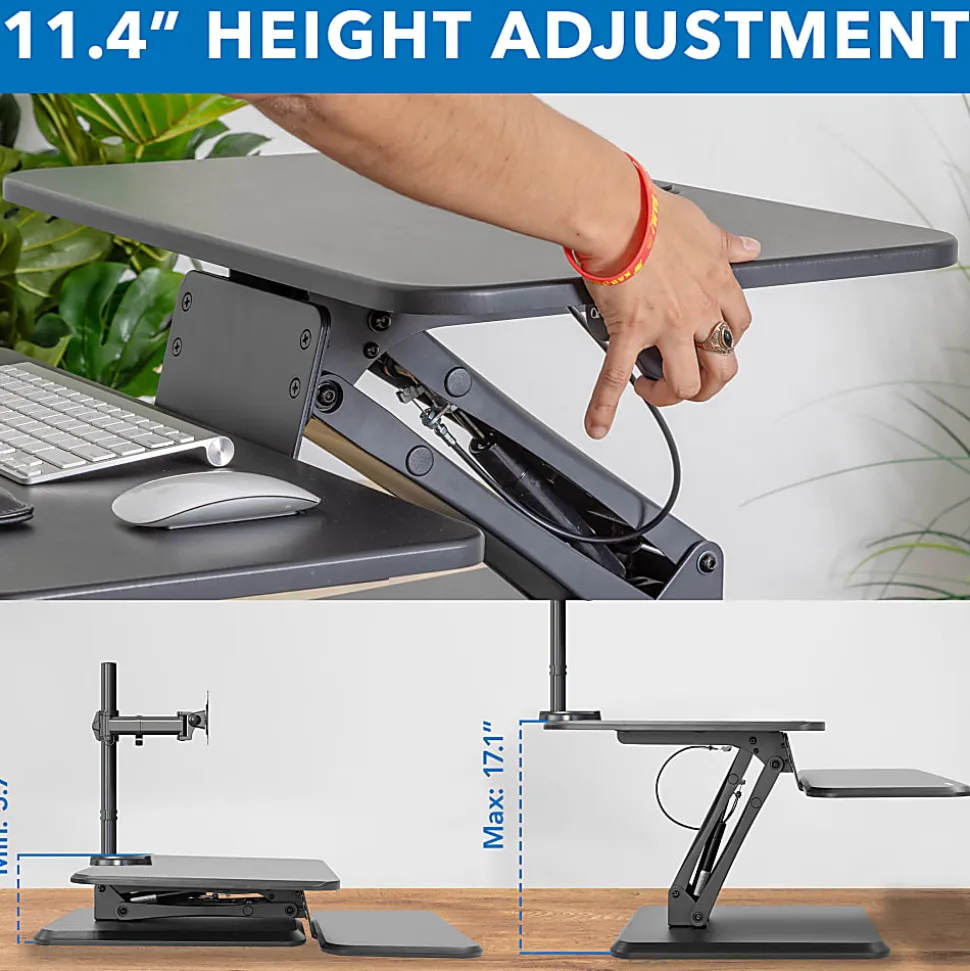 Mount-It! MI-7914 31"W Sit-Stand Standing Desk Converter With Dual Monitor Mount Combo, Black