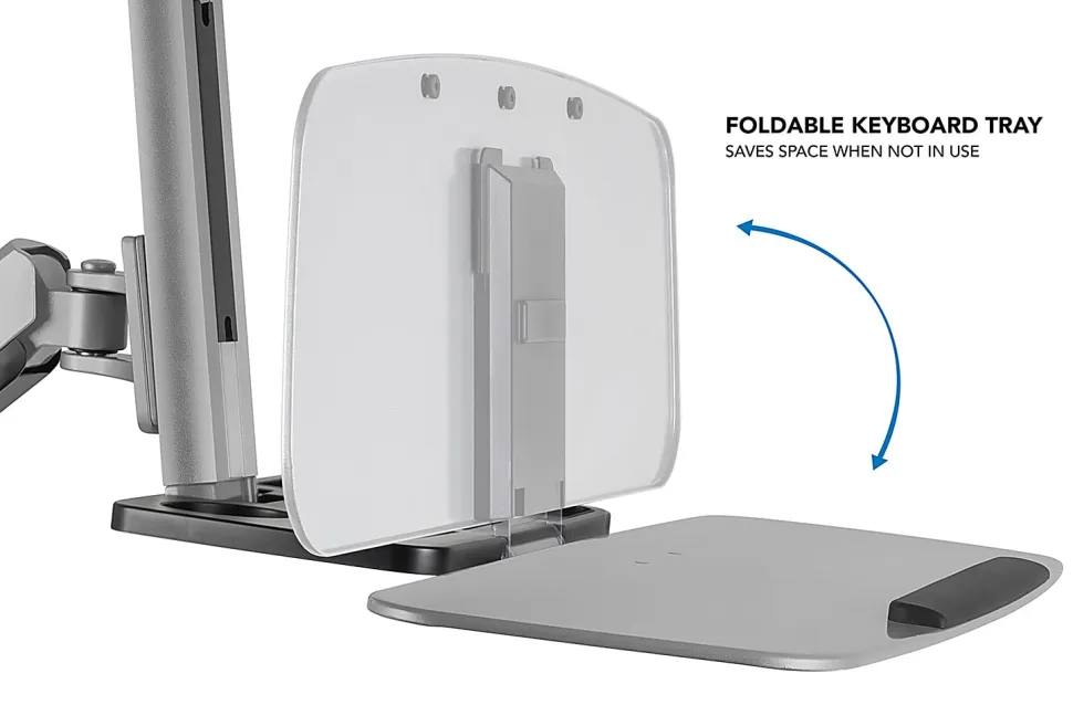 Mount-It! MI-7903 36"W Sit-Stand Workstation For Single Monitor And Keyboard, Silver