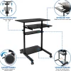 Mount-It! Mobile Standing Desk Workstation With Retractable Keyboard, 55"H x 32"W x 25-3/4"D, Black