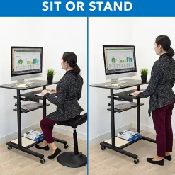 Mount-It! Mobile Standing Desk Workstation With Retractable Keyboard, 55