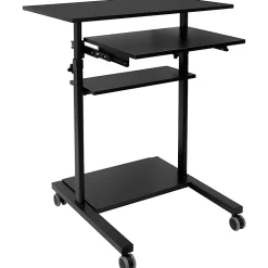 Mount-It! Mobile Standing Desk Workstation With Retractable Keyboard, 55