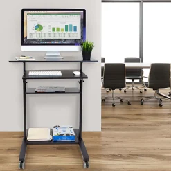 Mount-It! Mobile Standing Desk Workstation With Retractable Keyboard, 55