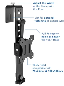 Mount-It! Over Cubicle Monitor Mount Hanger, 16"H x 4"W x 5"D, Black