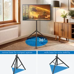 Mount-It! Portable TV Tripod Stand For 37” - 70” Displays, Black