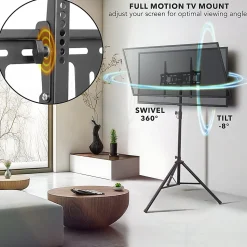 Mount-It! Portable TV Tripod Stand For 37” - 70” Displays, Black