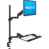Mount-It! Single 32” Monitor Sit-Stand Desk Mount with Keyboard Tray, Black