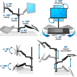 Mount-It! Single 32” Monitor Sit-Stand Desk Mount with Keyboard Tray, Black
