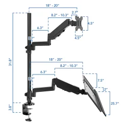 Mount-It! Single 32” Monitor Sit-Stand Desk Mount with Keyboard Tray, Black