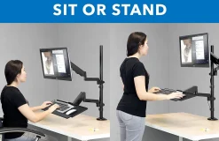 Mount-It! Single 32” Monitor Sit-Stand Desk Mount with Keyboard Tray, Black