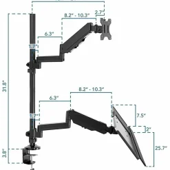 Mount-It! Single 32” Monitor Sit-Stand Desk Mount with Keyboard Tray, Black