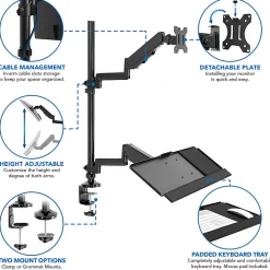 Mount-It! Single 32” Monitor Sit-Stand Desk Mount with Keyboard Tray, Black