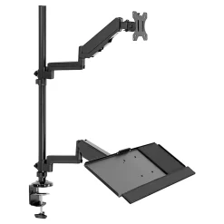 Mount-It! Single 32” Monitor Sit-Stand Desk Mount with Keyboard Tray, Black