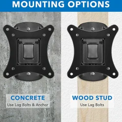 Mount-It! Single Stud Tilt And Swivel TV Wall Mount For Screens Up To 32", 2-3/4”H x 5”W x 6”D, Black