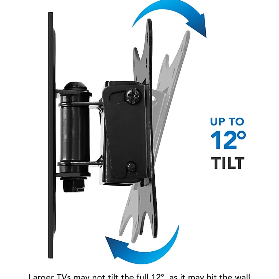 Mount-It! Single Stud Tilt And Swivel TV Wall Mount For Screens Up To 32", 2-3/4”H x 5”W x 6”D, Black