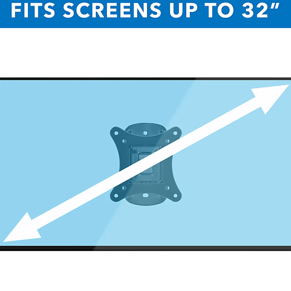 Mount-It! Single Stud Tilt And Swivel TV Wall Mount For Screens Up To 32", 2-3/4”H x 5”W x 6”D, Black