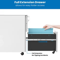 Mount-It! Slim 20"D Vertical 3-Drawer Rolling File Cabinet, White
