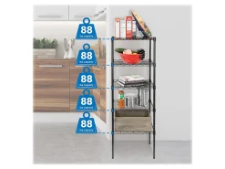 Mount-It! Stainless-Steel Adjustable Shelving Unit, 5-Tiers, 48-1/2"H x 16-1/2"W x 12"D, Black