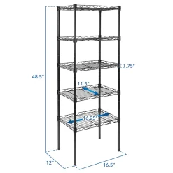 Mount-It! Stainless-Steel Adjustable Shelving Unit, 5-Tiers, 48-1/2