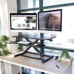 Mount-It! Standing Desk Converter With Adjustable Height, Black