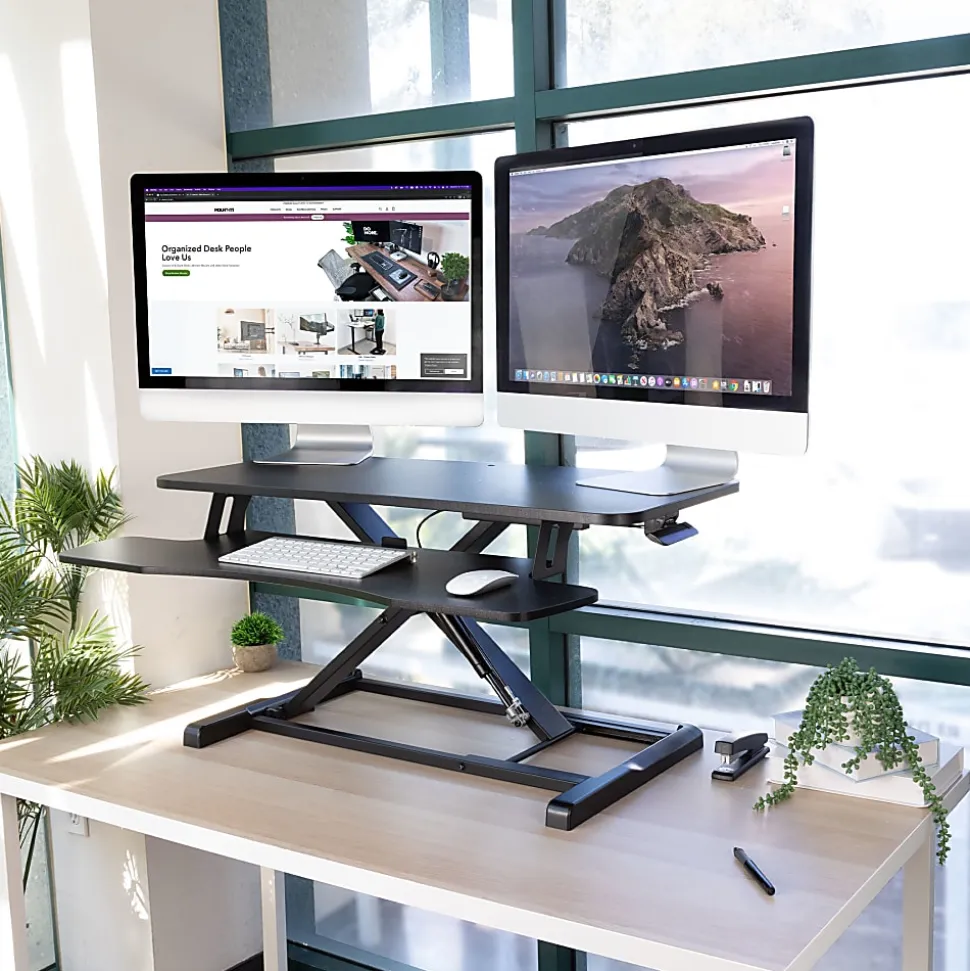 Mount-It! Standing Desk Converter With Adjustable Height, Black