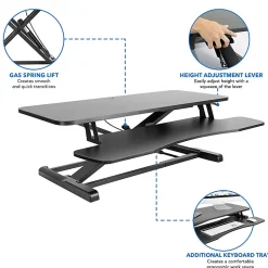 Mount-It! Standing Desk Converter With Adjustable Height, Black