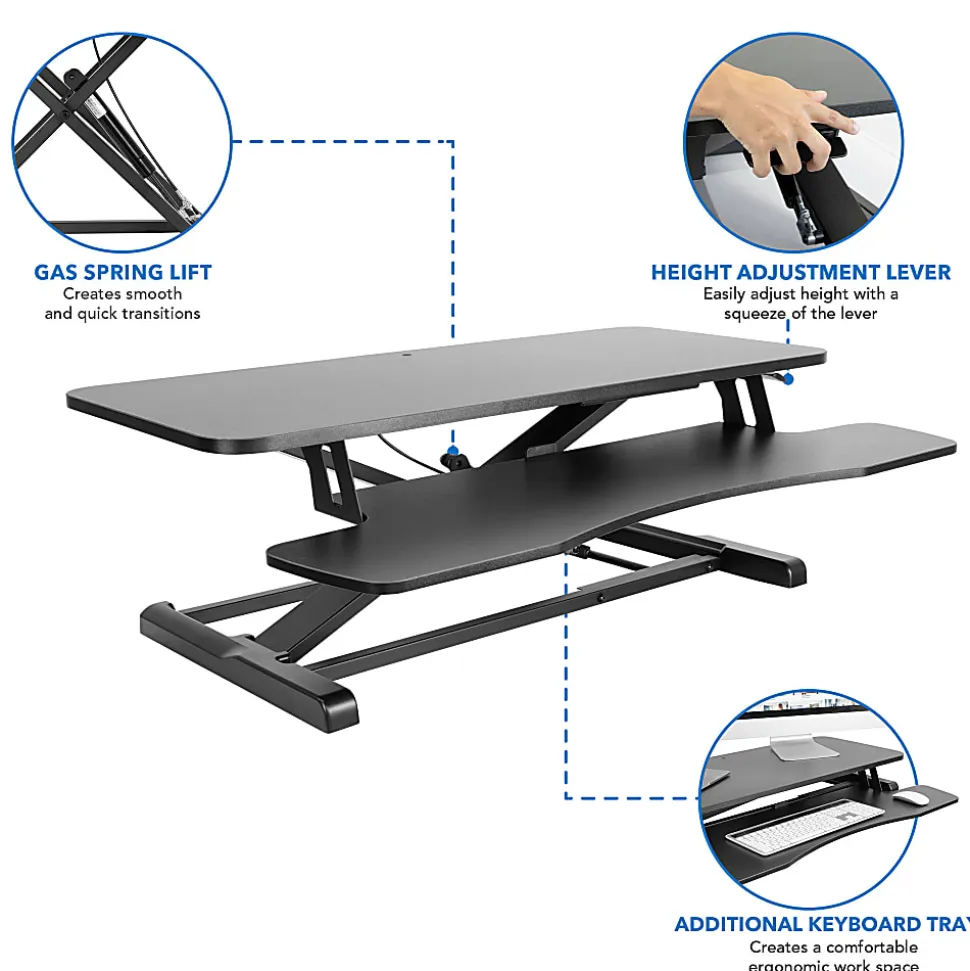 Mount-It! Standing Desk Converter With Adjustable Height, Black