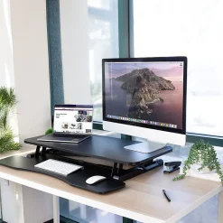 Mount-It! Standing Desk Converter With Adjustable Height, Black