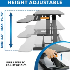 Mount-It! Standing Desk Converter With Adjustable Height, Black