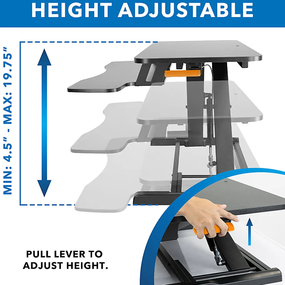 Mount-It! Standing Desk Converter With Adjustable Height, Black
