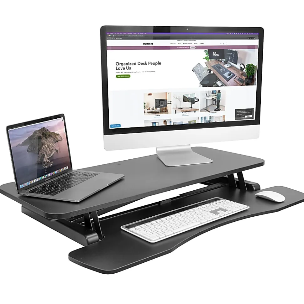 Mount-It! Standing Desk Converter With Adjustable Height, Black