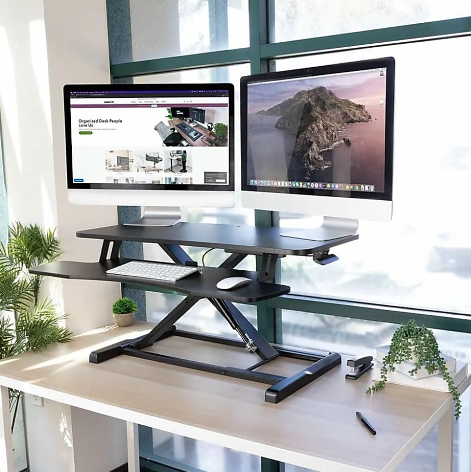 Mount-It! Standing Desk Converter With Adjustable Height, Black