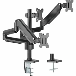 Mount-It! 27” Triple Monitor Mount With Gas Spring Arms, Black