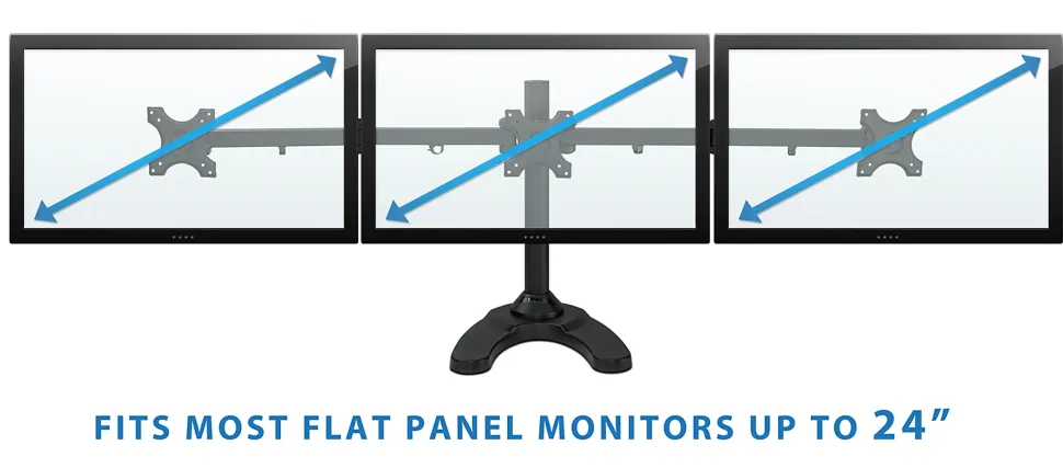 Mount-It! Triple Monitor Stand For 13"-24" Inch Computer Screens, MI-789