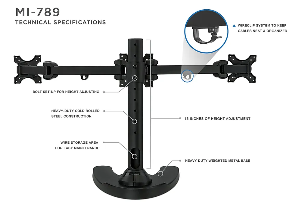 Mount-It! Triple Monitor Stand For 13"-24" Inch Computer Screens, MI-789