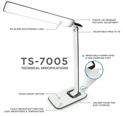 Mount-It! Turcom Relaxalight LED Desk Lamp, 28-1/2”H, White