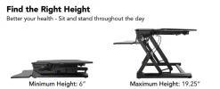 Mount-It! 49"W Height-Adjustable Standing Desk Converter, Black