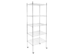 Mount-It! Wire Shelving With Wheels, 5-Tiers, 74-1/4"H x 24"W x 18"D, Silver