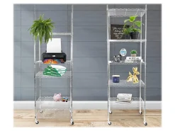 Mount-It! Wire Shelving With Wheels, 5-Tiers, 74-1/4"H x 24"W x 18"D, Silver
