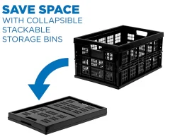 Mount-It! Work-It! Collapsible Milk Crates, Extra Large Size, Set Of 3