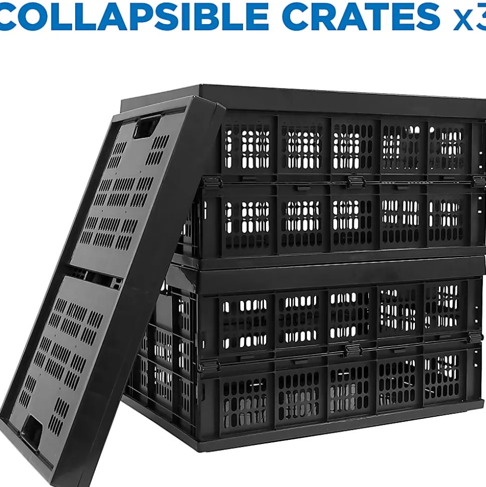 Mount-It! Work-It! Collapsible Milk Crates, Extra Large Size, Set Of 3