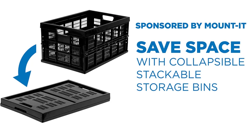 Mount-It! Work-It! Collapsible Milk Crates, Extra Large Size, Set Of 3