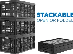 Mount-It! Work-It! Collapsible Milk Crates, Extra Large Size, Set Of 3