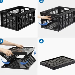 Mount-It! Work-It! Collapsible Milk Crates, Extra Large Size, Set Of 3