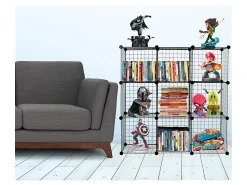 Mount-It! Work-It 6-Cube Wire Modular Storage Organizer, 14"H x 14"W x 14"D, Black